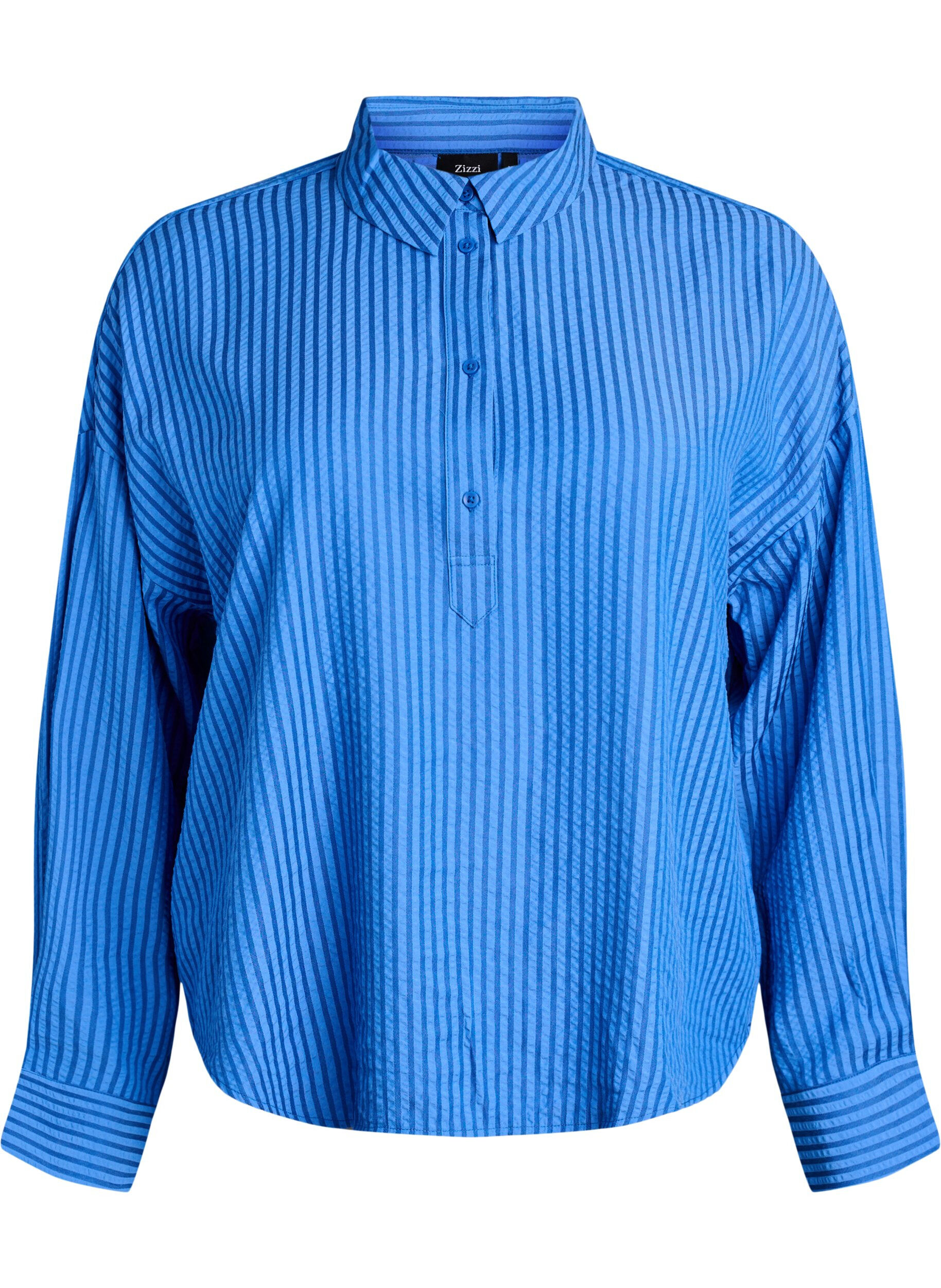 Striped shirt with button detail on the back