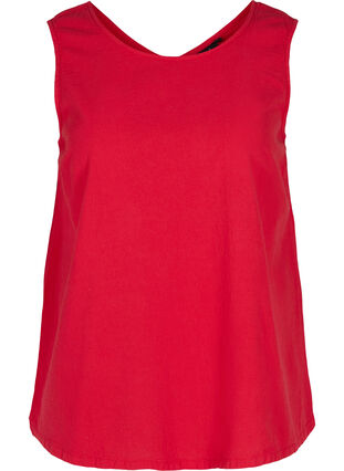 Sleeveless top in cotton, Lipstick Red, Packshot image number 0