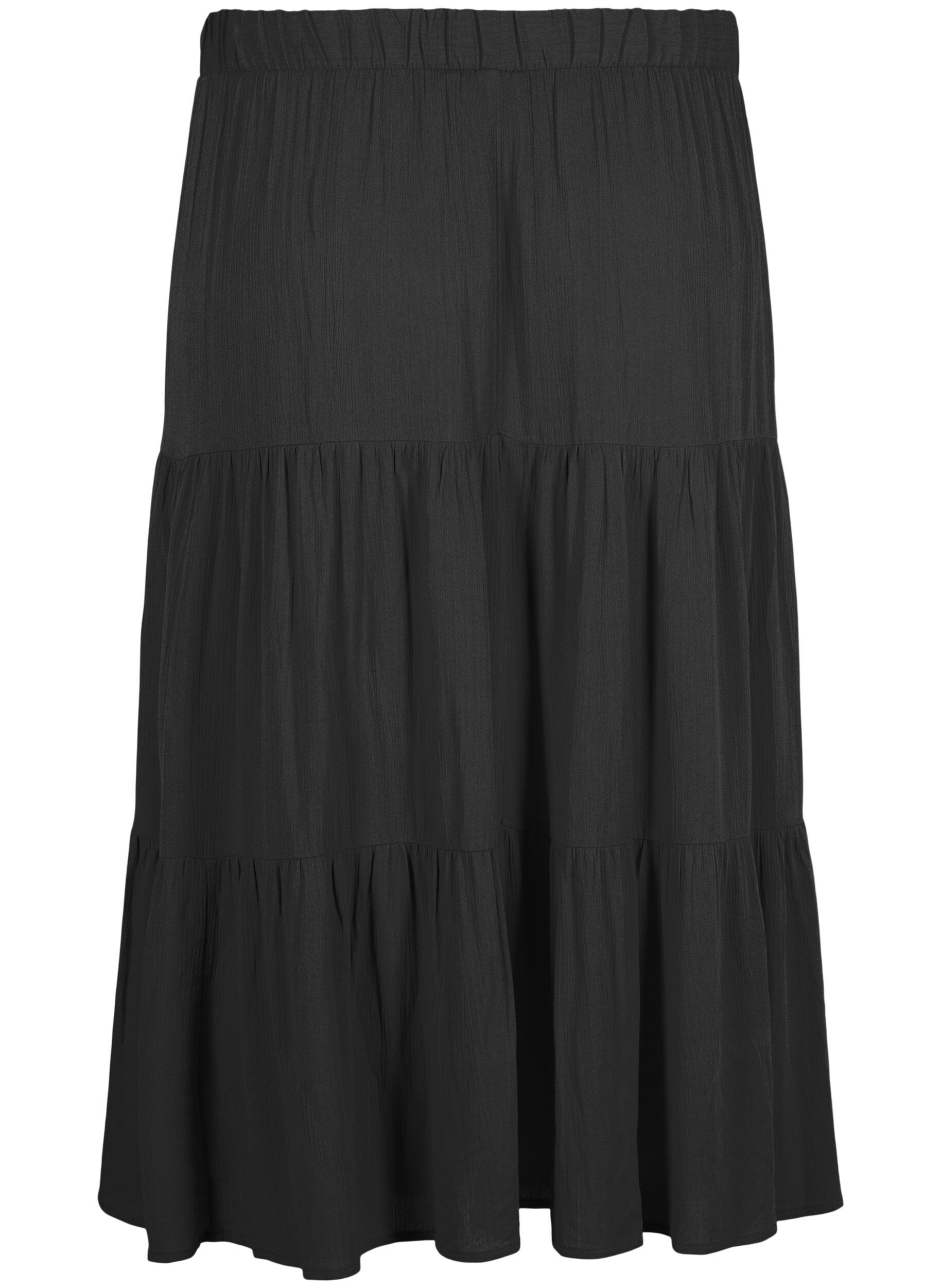 Zizzifashion Long skirt with elasticated waist, Black, Packshot image number 1