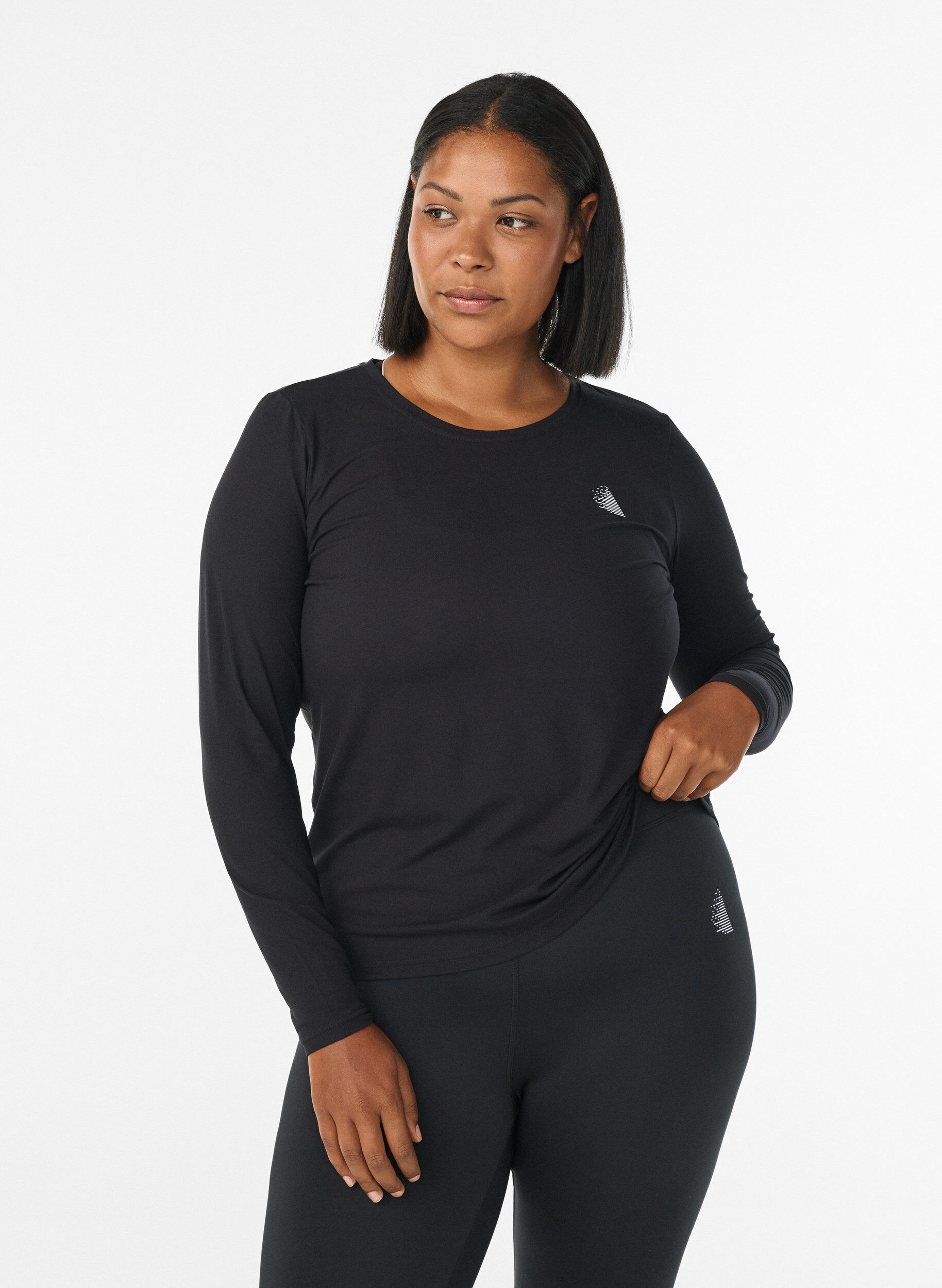 Long-sleeved fitness top, Black, Model