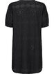 Short dress with v-neck and hole pattern, Black, Packshot image number 1