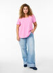 Solid coloured basic t-shirt in cotton, Pink, Model image number 1