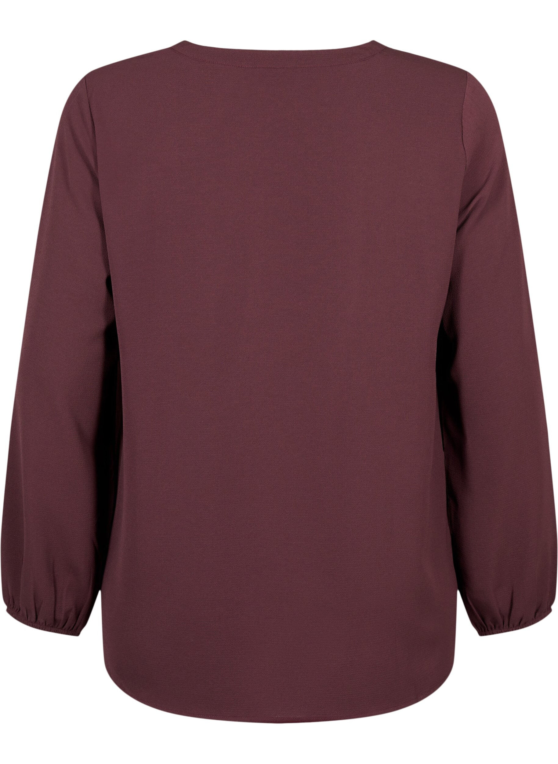 Zizzifashion Plain colour top with v-neck, Fudge, Packshot image number 1