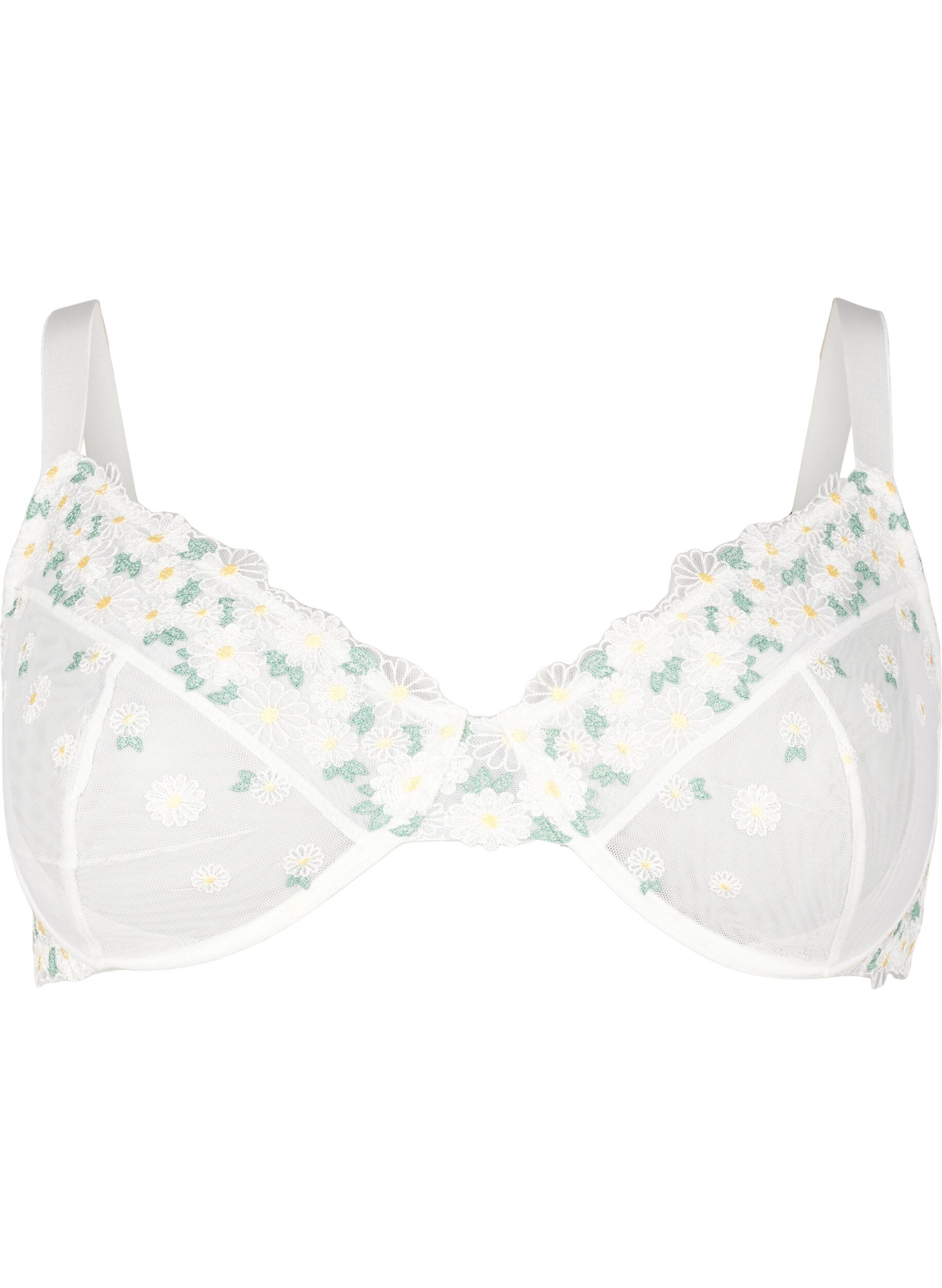 Balconette bra in mesh with daisy embroidery