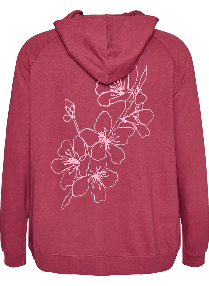 Hoodie with zipper and back print, Red, Packshot image number 1