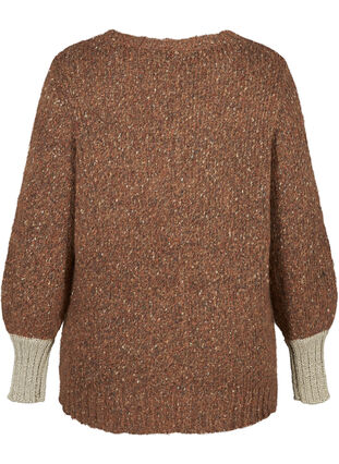 Marled knitted sweater with wool, Mocha Bisque com, Packshot image number 1