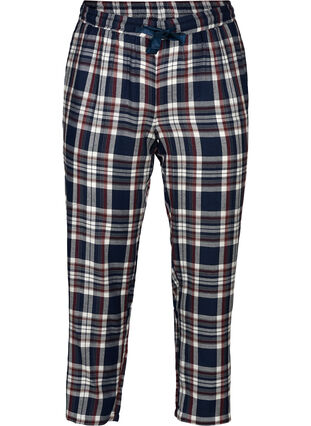 Checked cotton pyjama bottoms, Navy Comb Check, Packshot image number 0