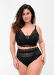 Lightly padded lace bra with mesh, Black, Model image number 3