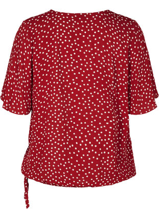Wrap blouse in viscose , Red w. White Dot, Packshot image number 1