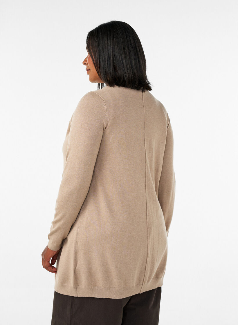 Long knitted cardigan in a viscose blend, Beige, Model image number 2