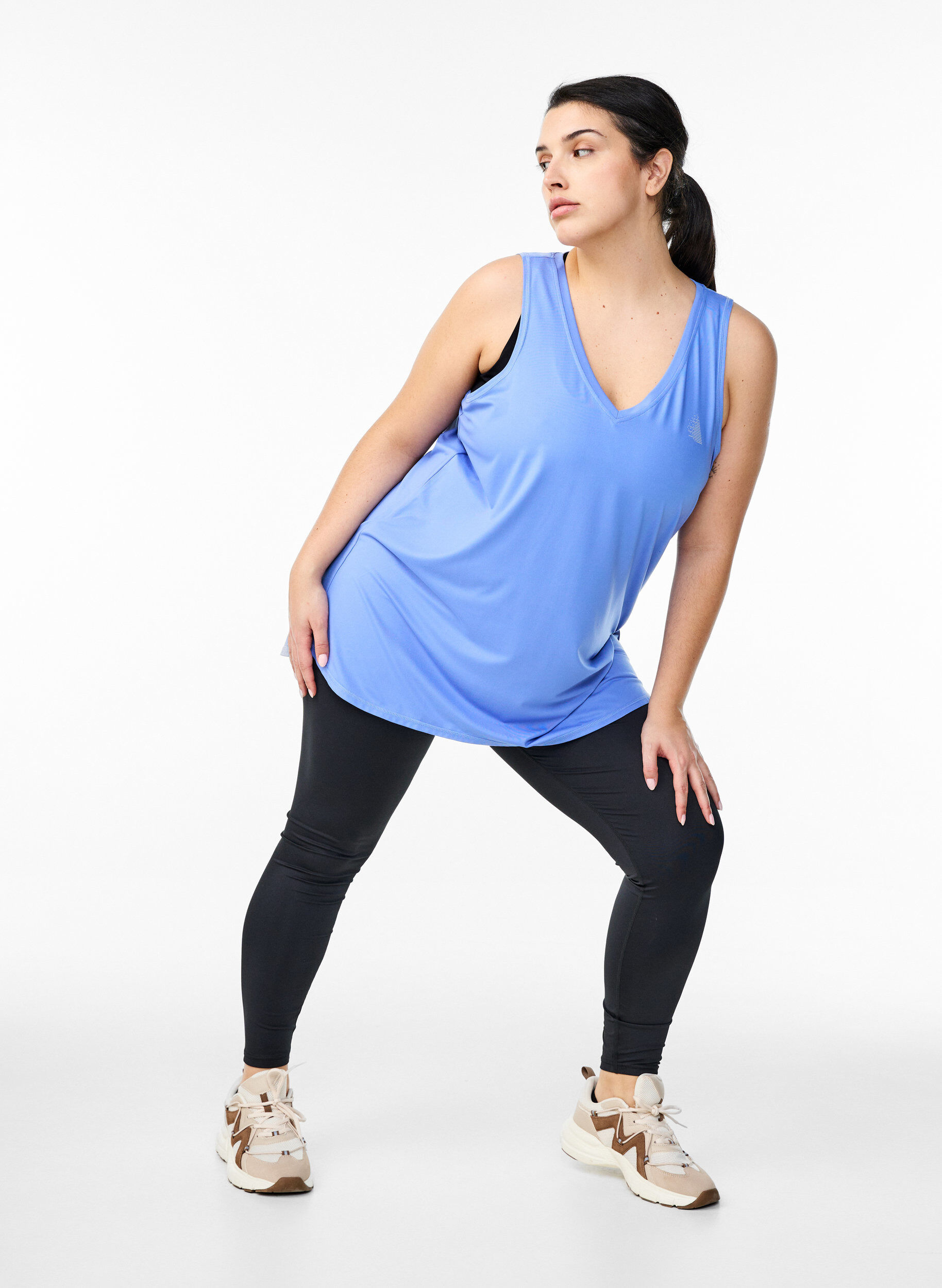 Zizzifashion Workout top with v-neck, Blue, Model image number 1