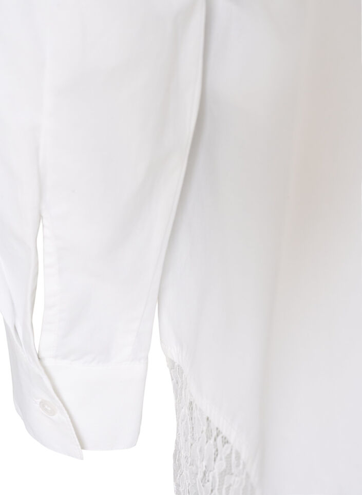 Loose shirt with a wide lace trim, White, Packshot image number 3
