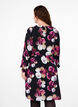 Viscose dress with print and long sleeves, Black, Model image number 2