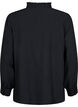 Long-sleeved blouse with ruffle collar, Black, Packshot image number 1