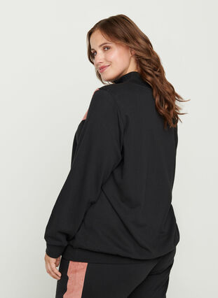 Sweatshirt with zip, Black w. Burlwood, Model image number 1