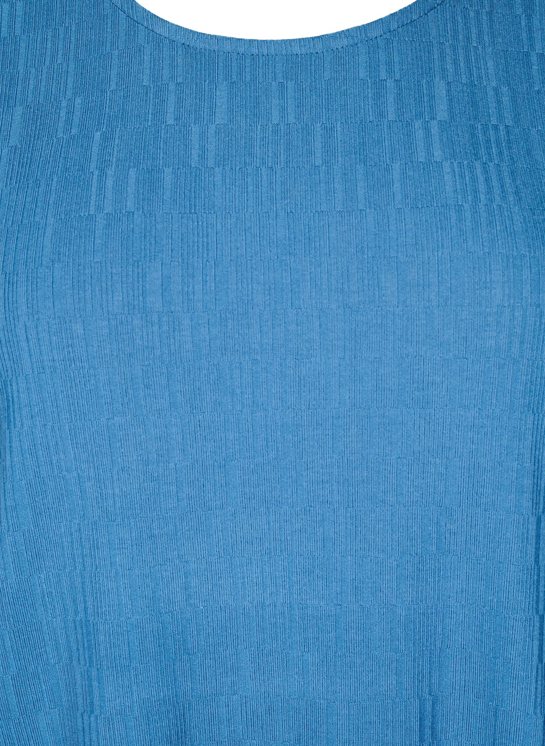 Zizzifashion Blouse with texture and 3/4 sleeves, Blue, Packshot image number 2