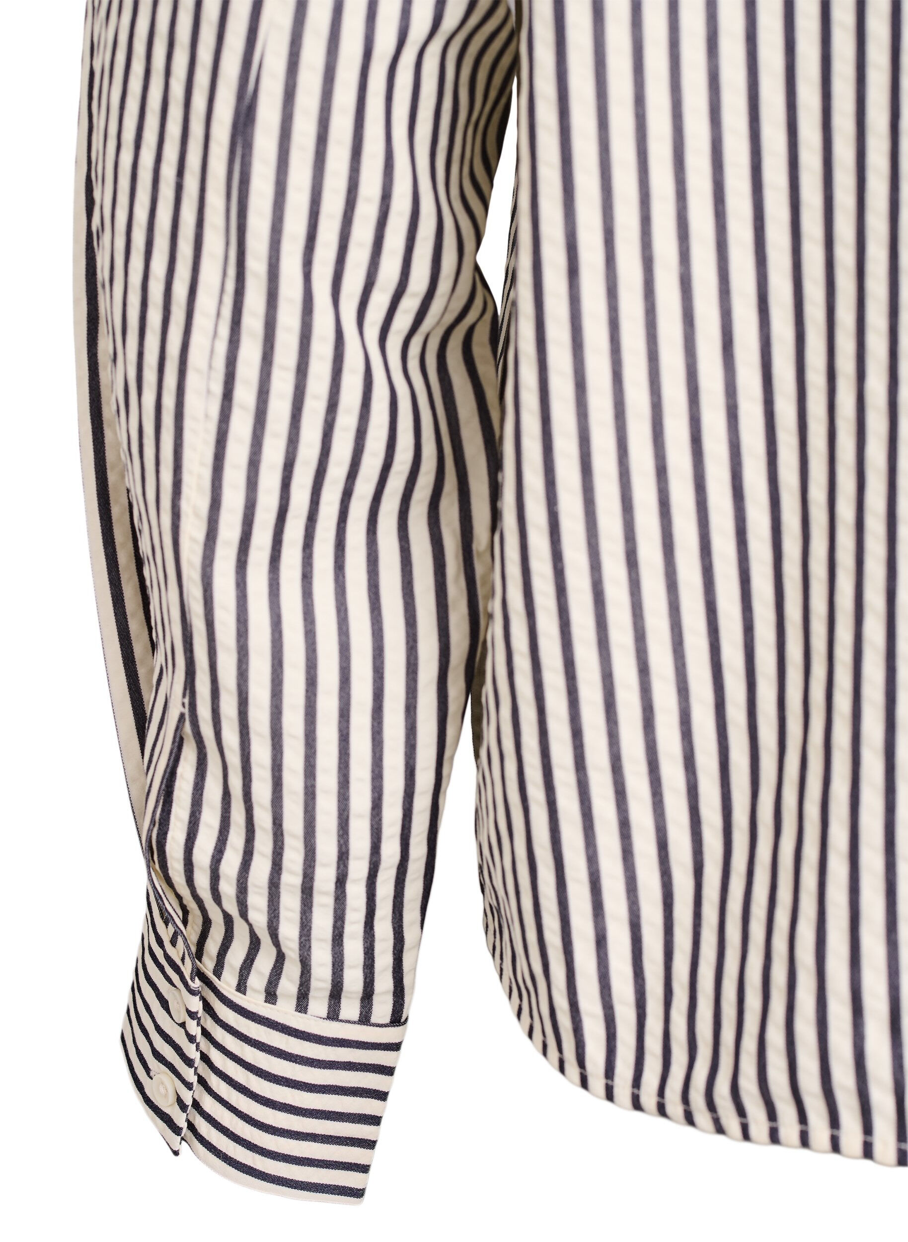 Zizzifashion Striped shirt with button detail on the back, Black, Packshot image number 4