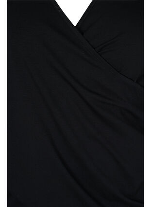 Cotton blouse with 3/4-length sleeves and wrap, Black, Packshot image number 2