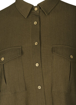 Textured shirt with chest pockets, Dark Green ASS, Packshot image number 2