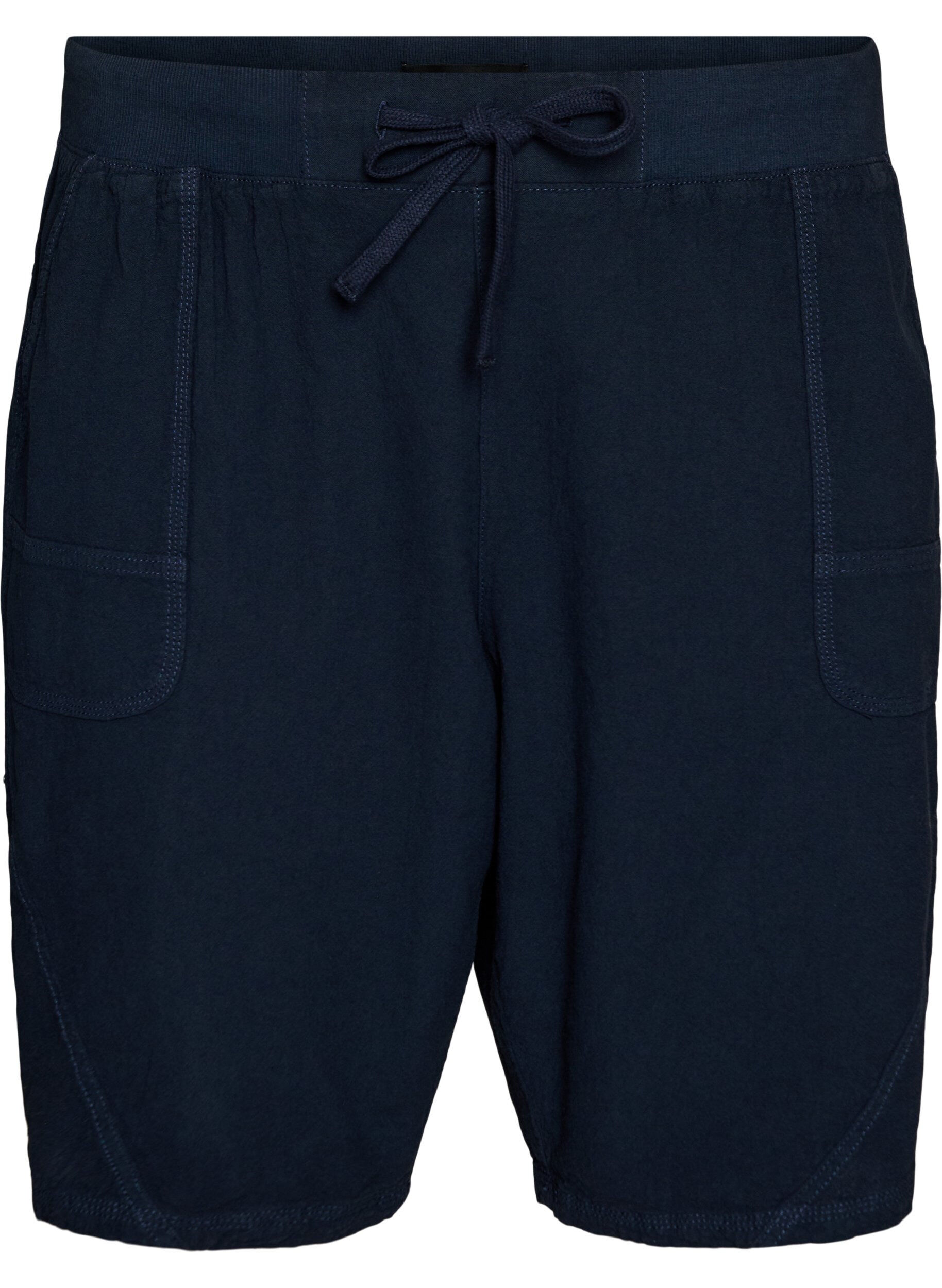 Zizzifashion Loose cotton shorts with pockets, Blue, Packshot image number 0