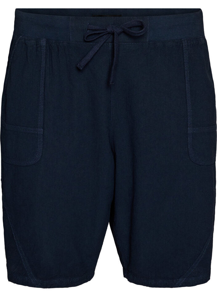 Loose cotton shorts with pockets, Blue, Packshot image number 0