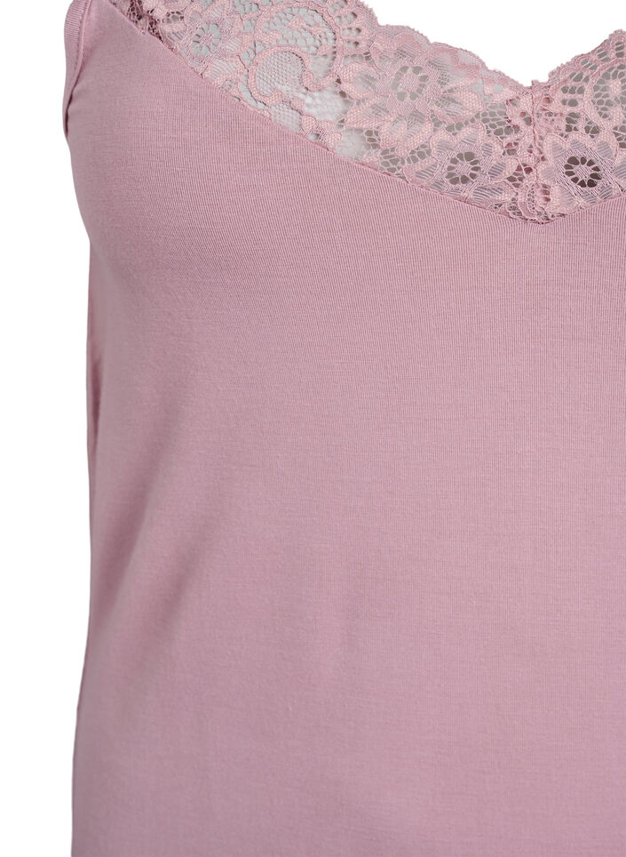Viscose top with lace trim, Rose, Packshot image number 2