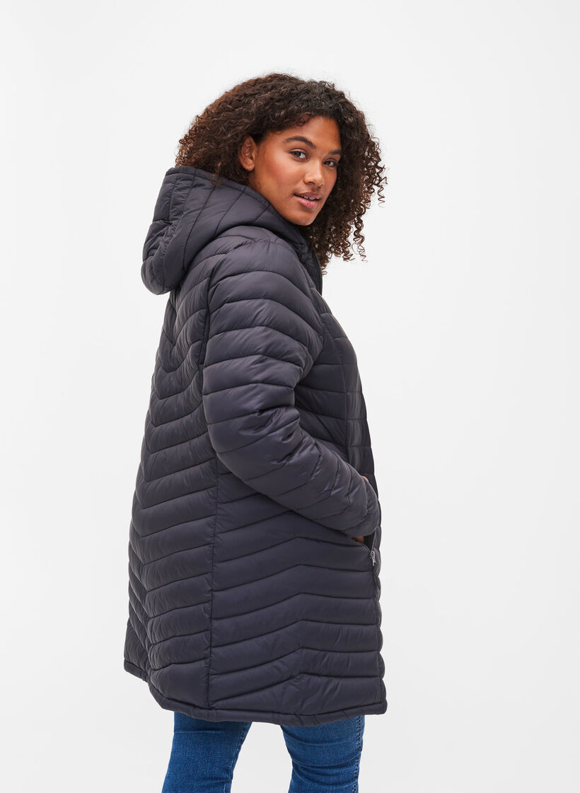 Lightweight jacket with pockets and detachable hood, Black, Model image number 2
