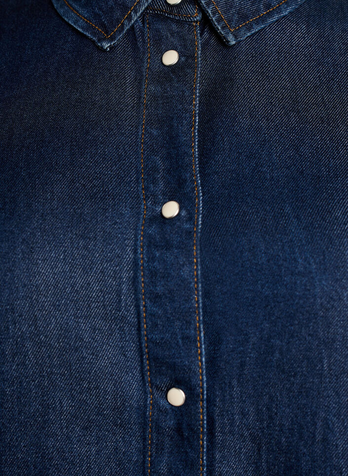 Short-sleeved denim-look lyocell shirt, Blue, Packshot image number 2