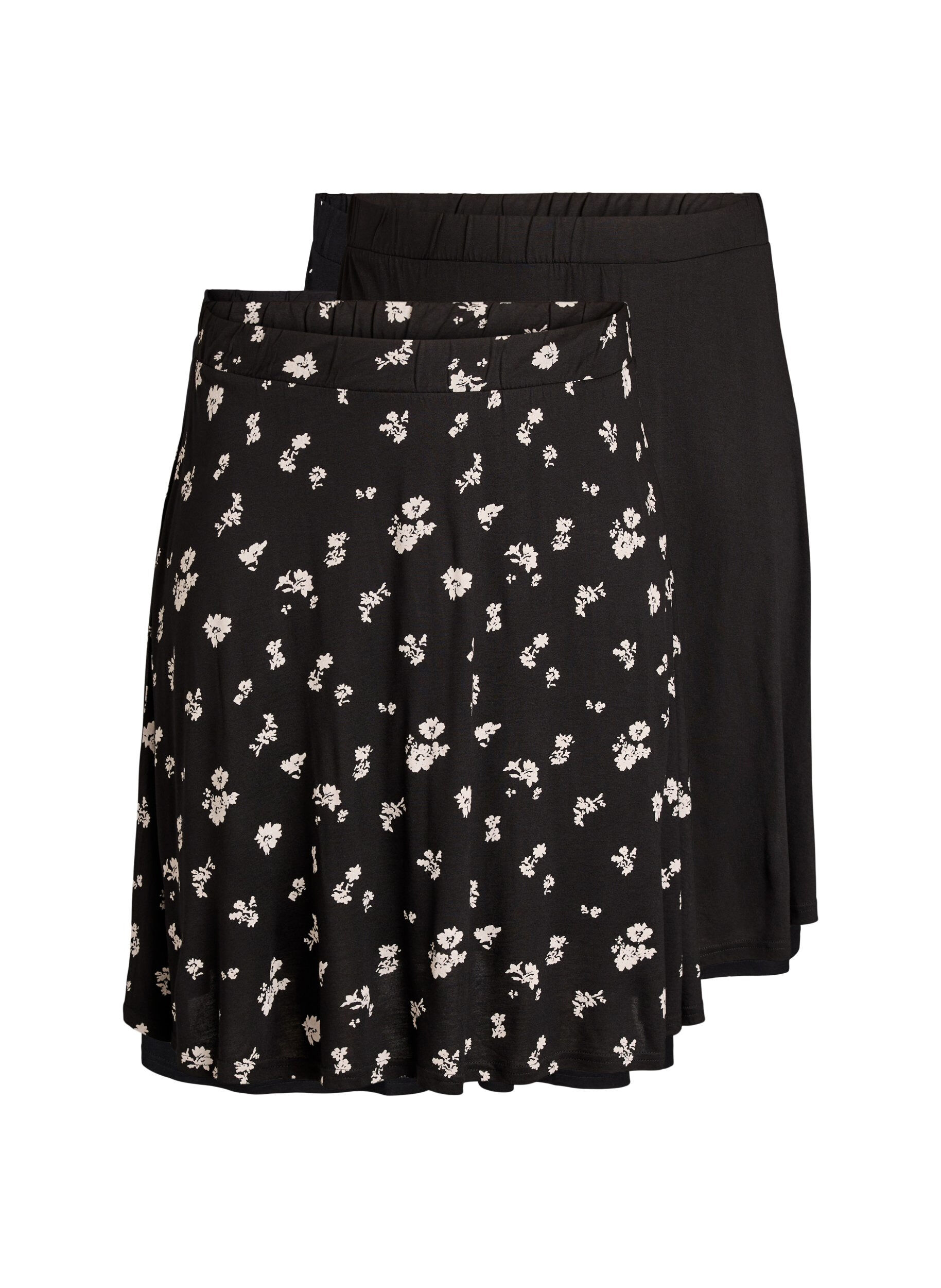 Zizzifashion 2-pack skater skirts in viscose, Black, Packshot image number 0
