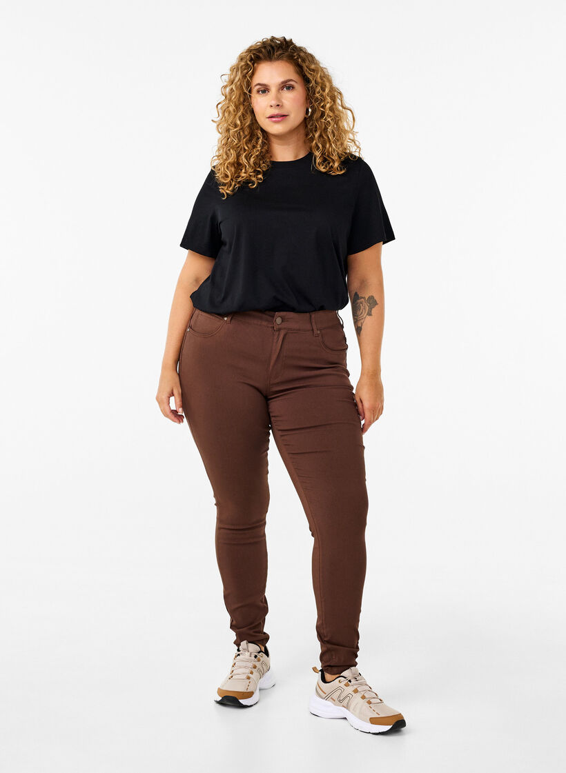 Slim fit trousers with pockets, Brown, Model image number 0