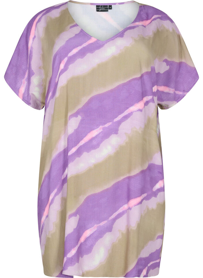 Printed beach dress in viscose, Fantom Print, Packshot image number 0