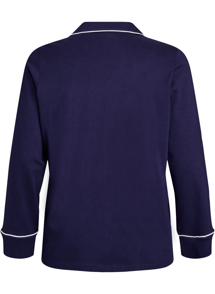 Cotton pyjama shirt with chest pocket, Blue, Packshot image number 1