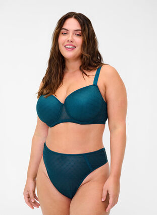 Underwire Alma bra with mesh, Reflecting Pond, Model image number 2