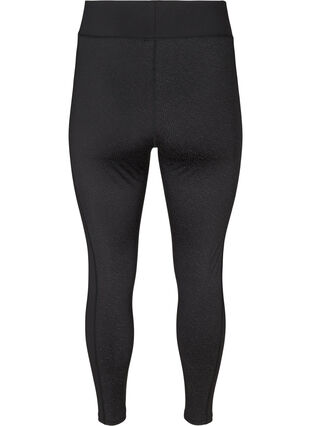 Cropped sports tights with reflective print, Black, Packshot image number 1