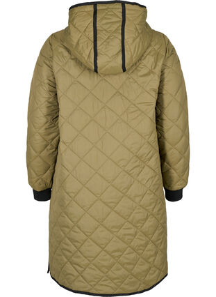 Quilted thermal jacket with hood and zipper, Forest Night, Packshot image number 1
