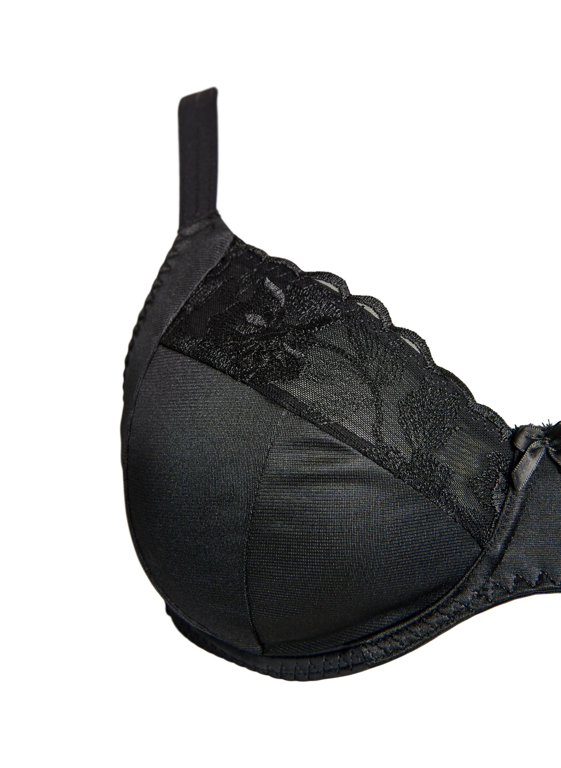Zizzifashion Full cover high support bra with lace detail, Black, Packshot image number 2
