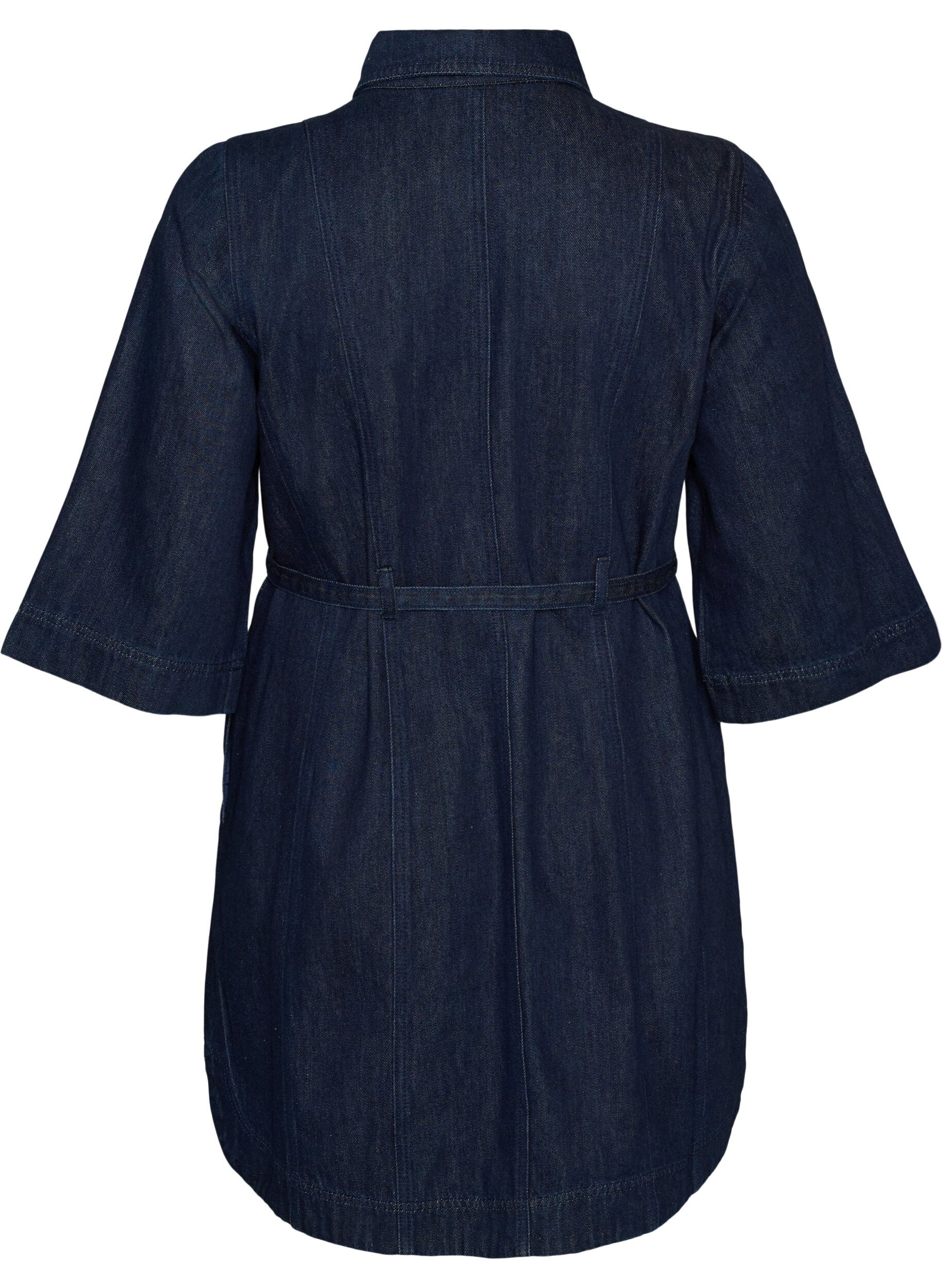 ZizzifashionDenim dress with belt and 3/4-sleeves, Blue, Packshot image number 1