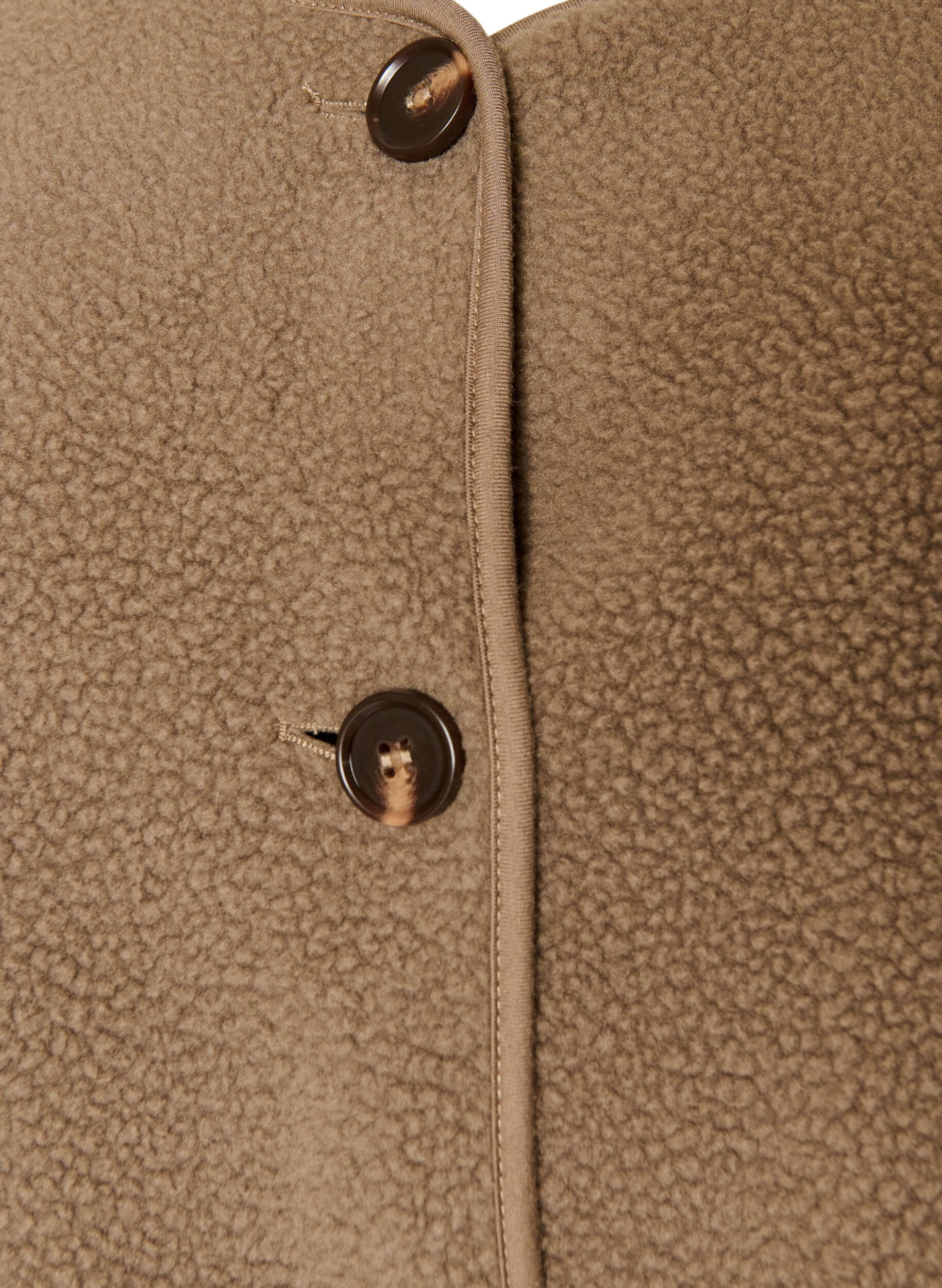 ZizzifashionTeddy jacket with a round neck and buttons, Brown, Packshot image number 2
