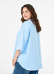 Loose shirt with a v-neck and 3/4 sleeves, Light Blue, Model image number 2