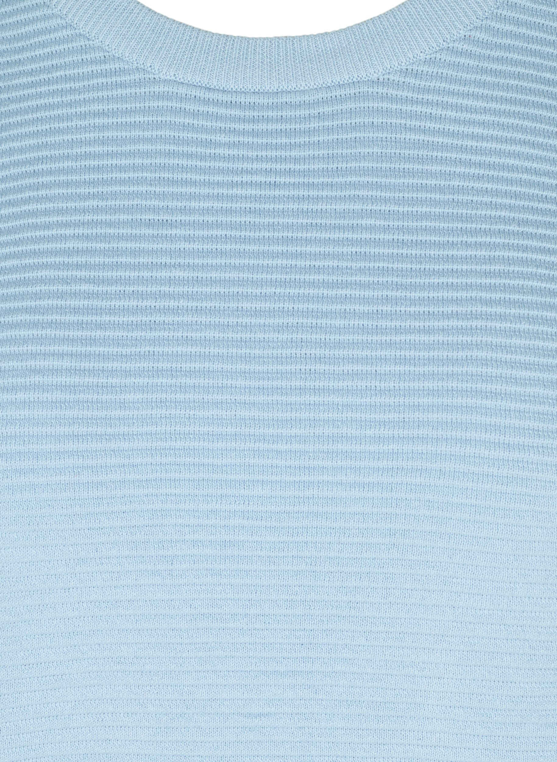 Zizzifashion Long-sleeved knitted blouse in organic cotton, Chambray Blue, Packshot image number 2