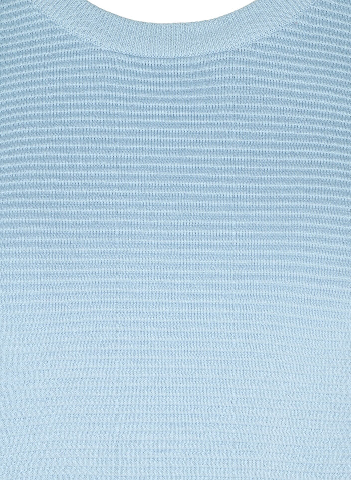 Long-sleeved knitted blouse in organic cotton, Chambray Blue, Packshot image number 2