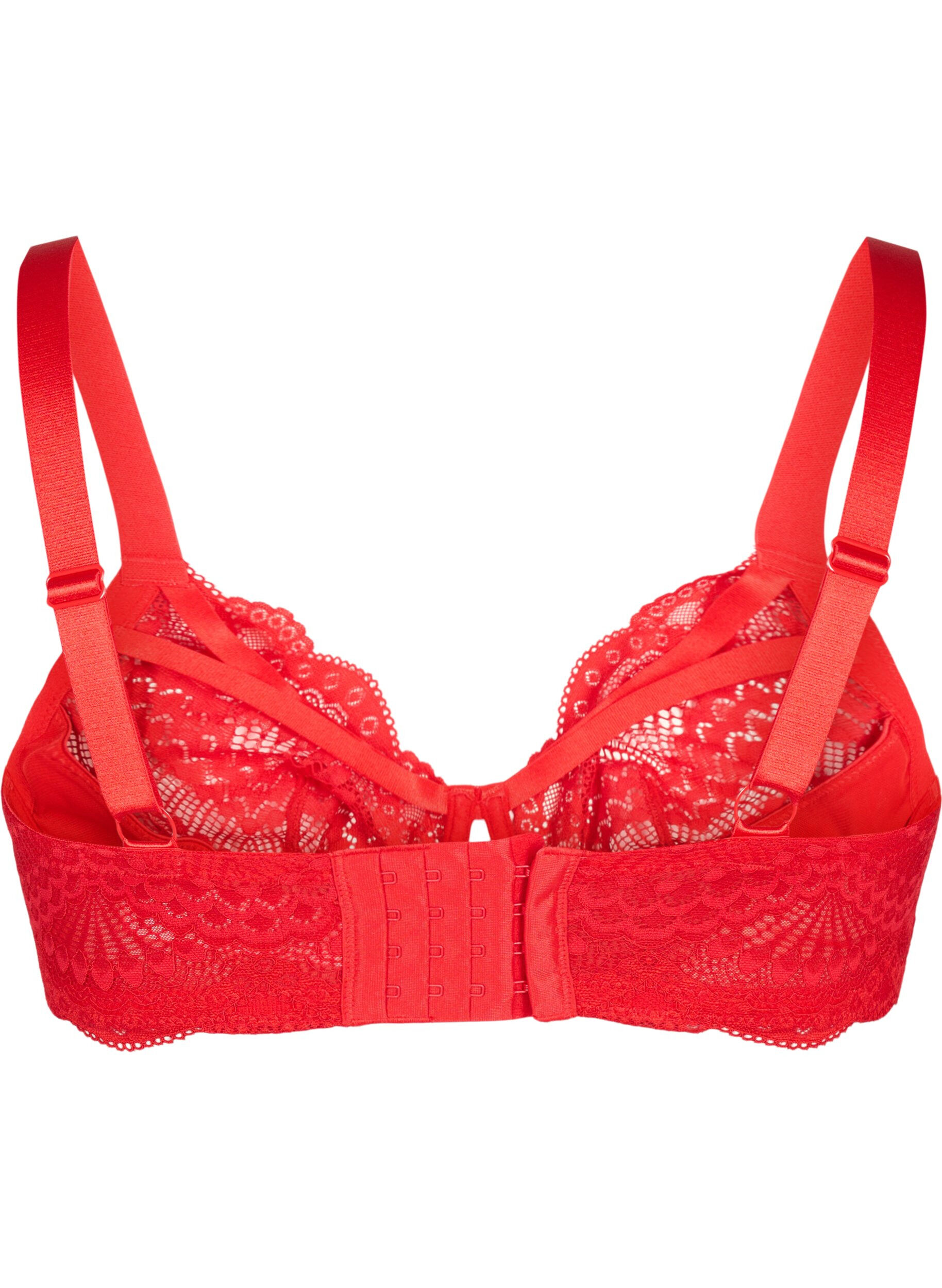 Zizzifashion Lace bra with strings and underwire, Salsa, Packshot image number 1