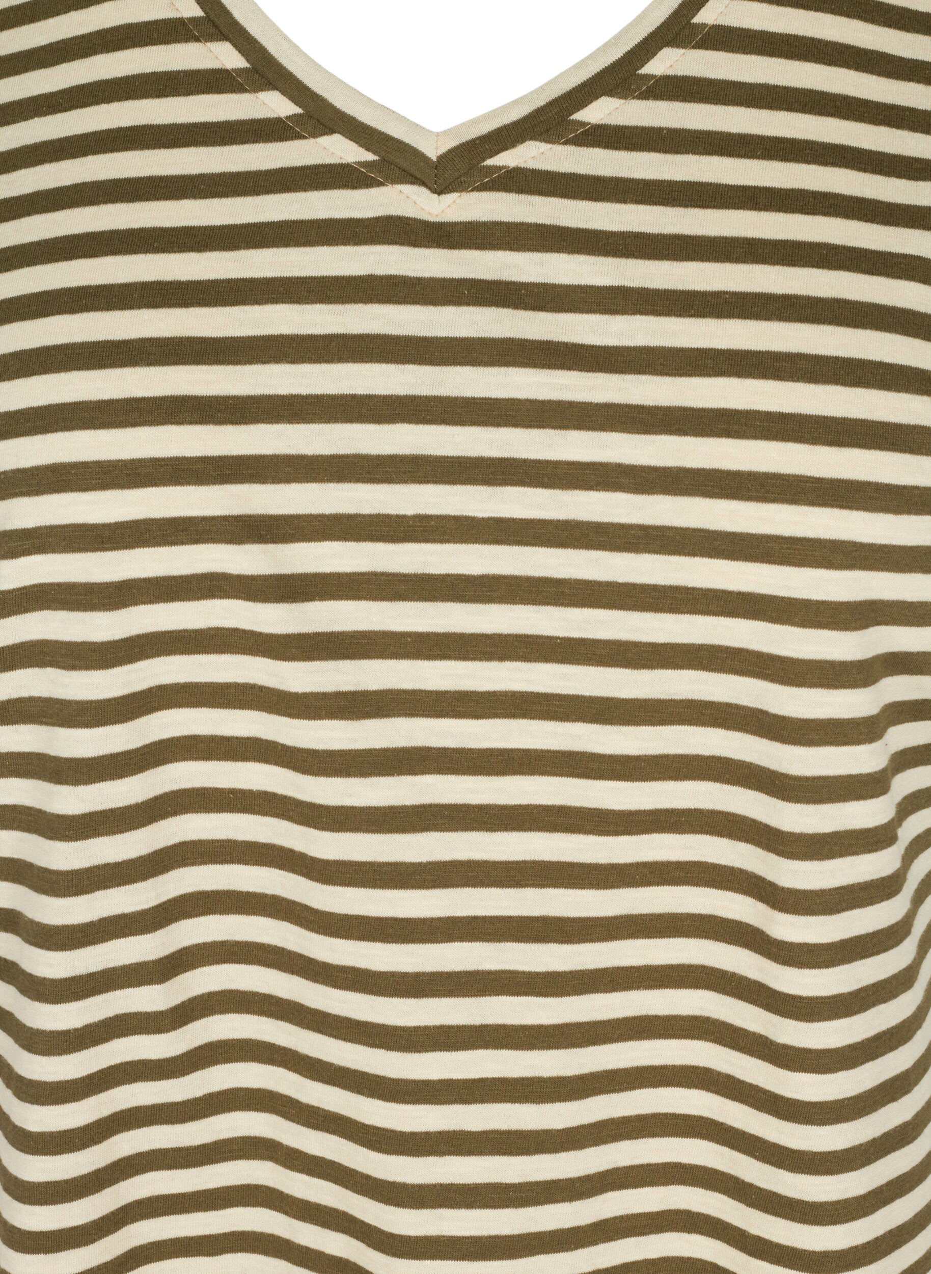 Zizzifashion Striped cotton t-shirt, Ivy Green Y/D, Packshot image number 2