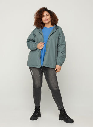 Short jacket with a zip and hood, Balsam Green, Model image number 2