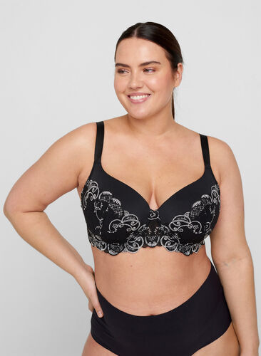 Sophia underwired bra with lace, Black, Model image number 0