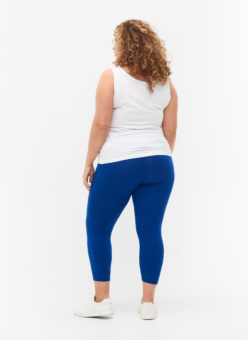 Basic 3/4-length viscose leggings, Blue, Model image number 2