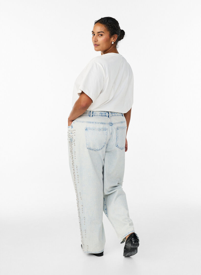 Kiana jeans with decorative details along the sides, Light Blue, Model image number 1