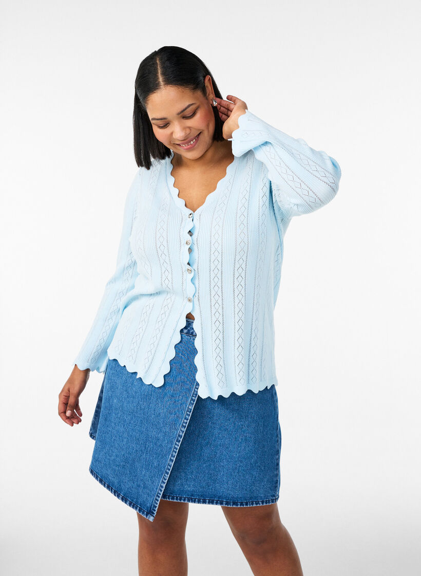 Short A-line denim skirt, Blue, Model