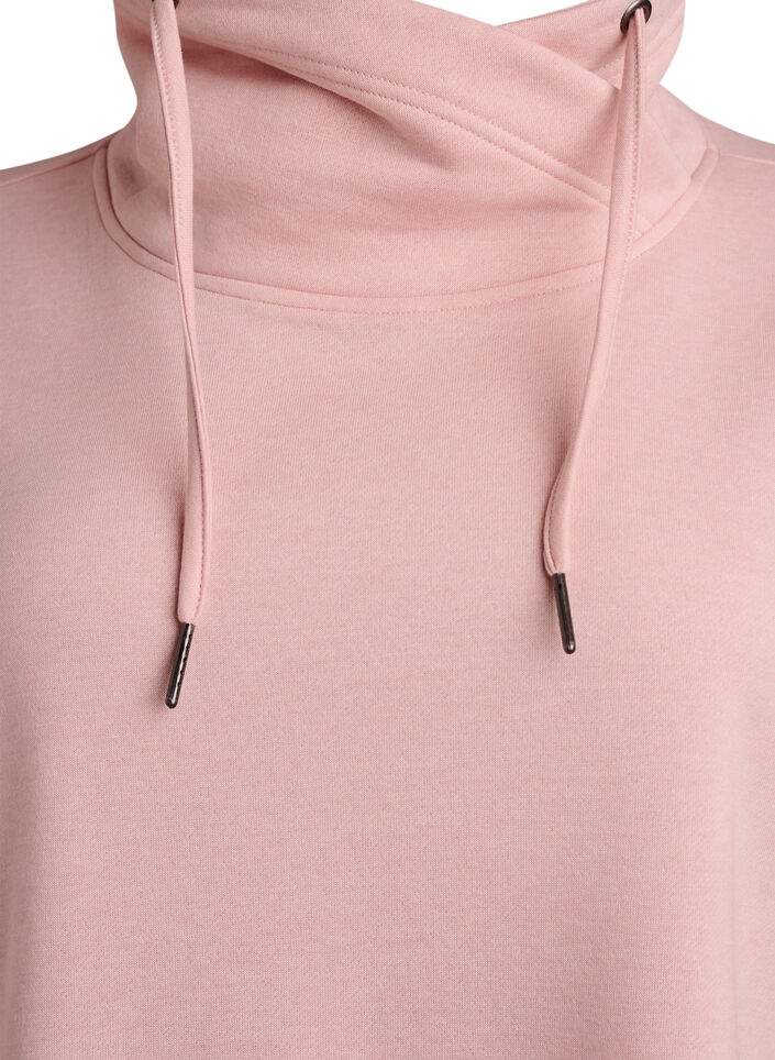 Short sweatshirt dress with high collar and pockets, Red, Packshot image number 2