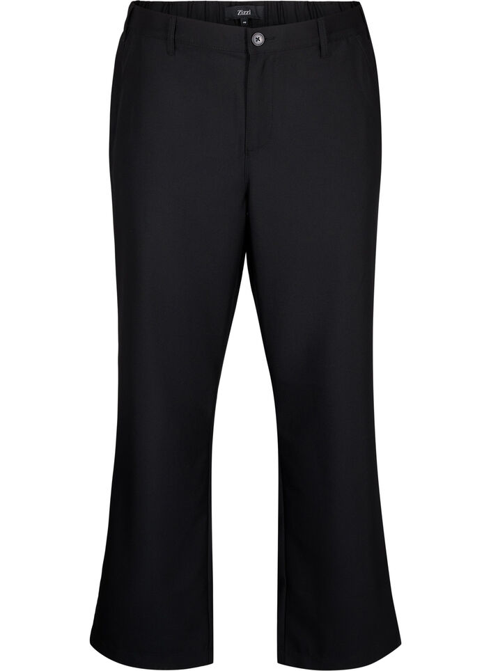 Straight fit trousers with high waist, Black, Packshot image number 0